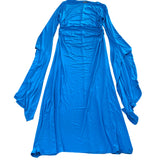 River Island Exaggerated Draped Flared Sleeve Blue Dress