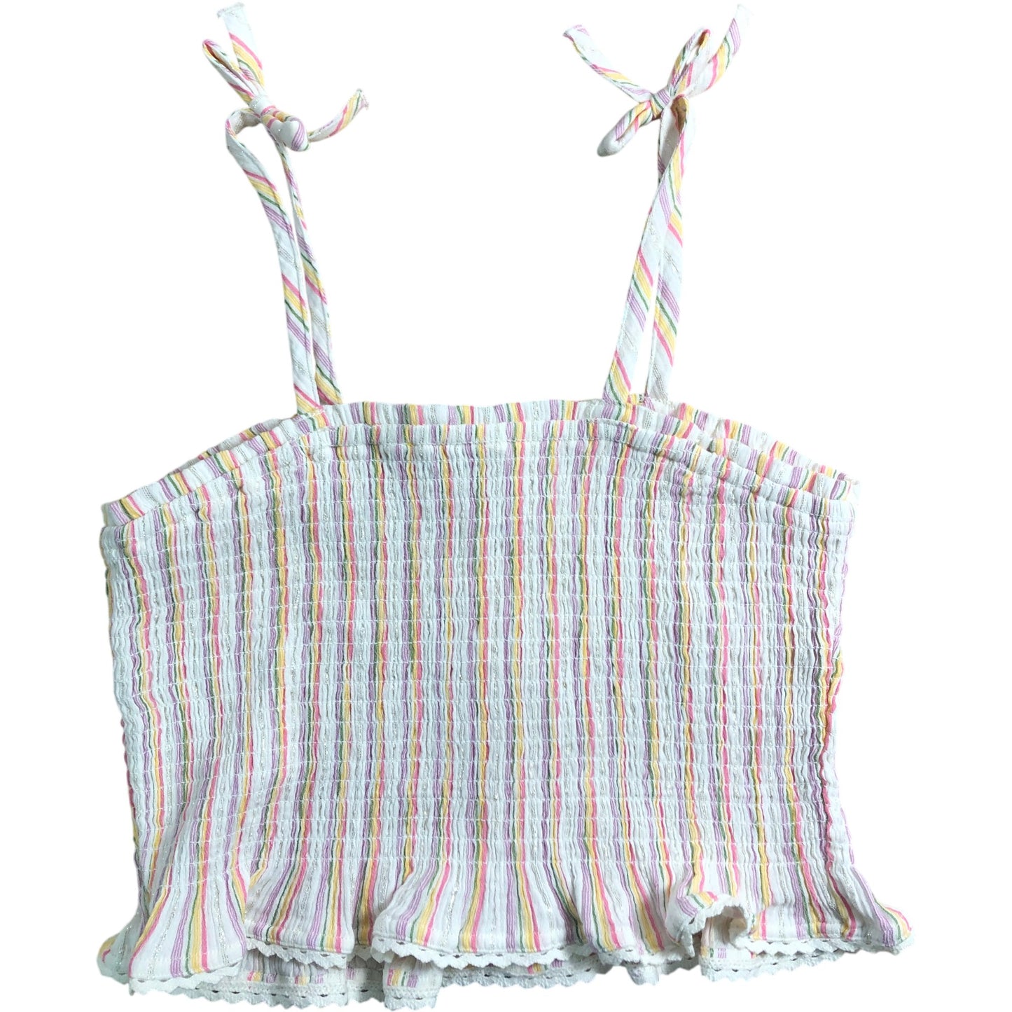 River Island Girls Crop Top UK11-12 YRS Cotton Striped Vest Summer Sleeveless