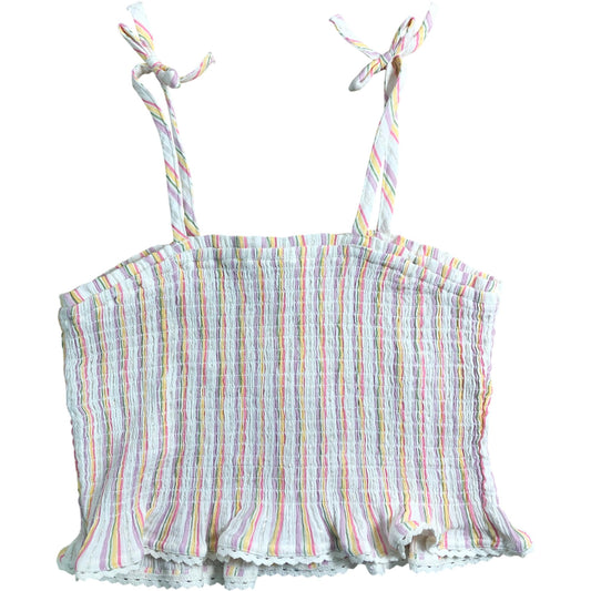 River Island Girls Crop Top UK11-12 YRS Cotton Striped Vest Summer Sleeveless