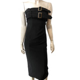 River Island Black Strapless Midi Dress With Buckle Detail UK Size Small