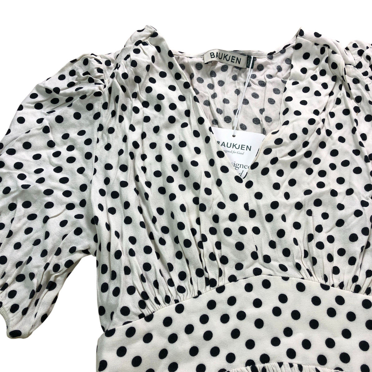 Baukjen Lina Printed Midi Dress Women's Cream Polka Dot V Neck