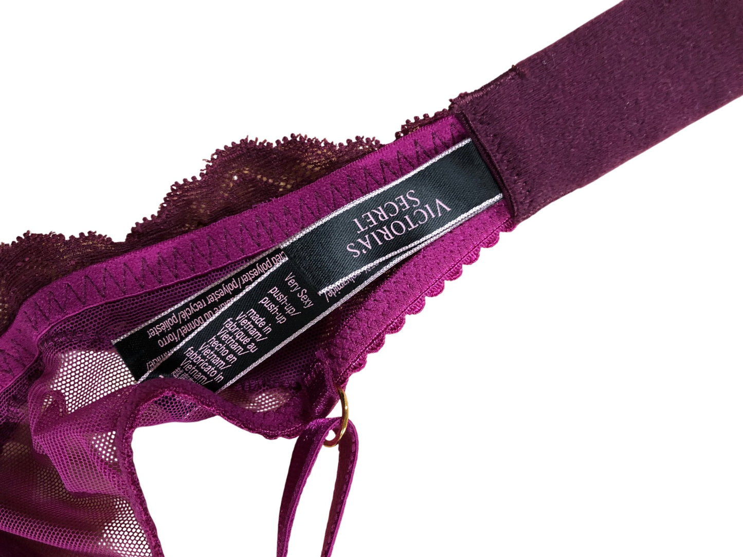 VICTORIA'S SECRET Very Sexy Push Up Bra 34B Women's Lace Back Pink Purple