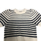 Striped Sweater Women's Short Sleeve Knit Cream Black Small