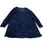 Threadbare Sequin Dress UK10 Women's Navy Blue Long Sleeve V Neck Party Wear