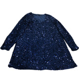 Threadbare Sequin Dress UK10 Women's Navy Blue Long Sleeve V Neck Party Wear