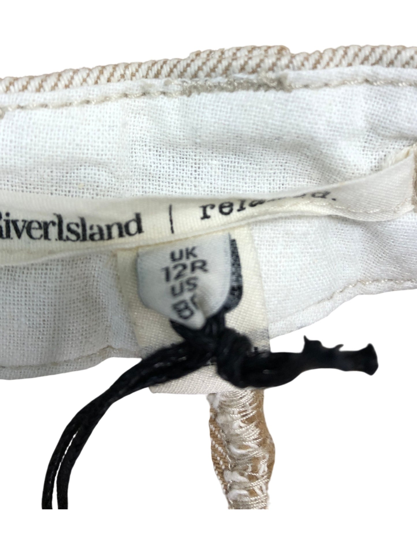 River Island High Waist Trousers UK12 Women's Beige Lightweight Tailored Fit