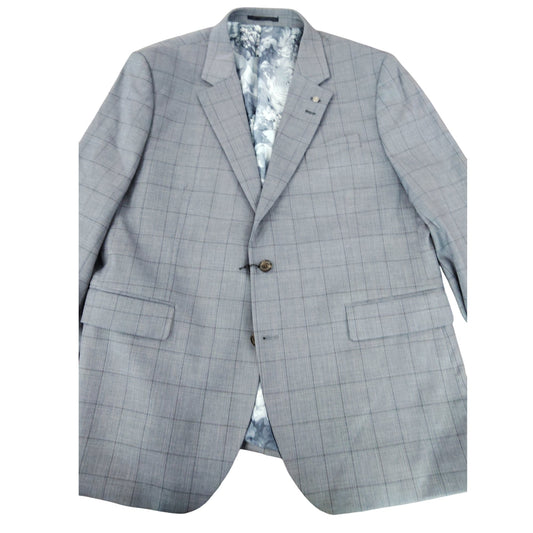 River Island Studios Men's Check Blazer UK48R Slim Fit Grey Formal Jacket