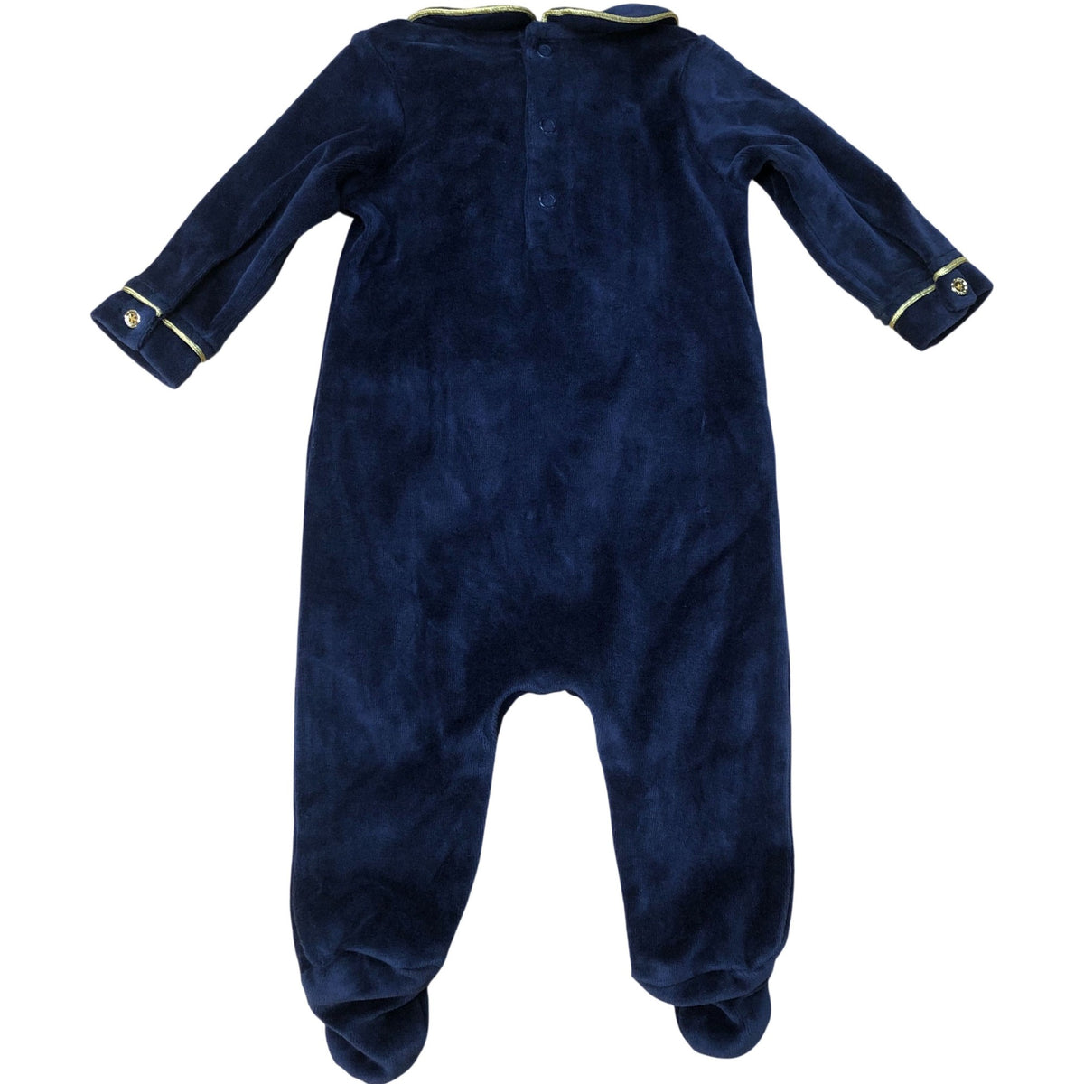 River Island Baby Navy Velvet Playsuit with Bear Hat