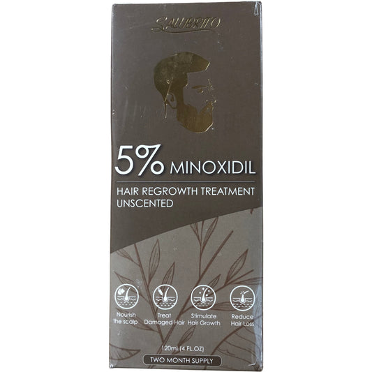 SALUBRITO 5% Minoxidil Hair Regrowth Treatment Unscented 120ml Two Month Supply
