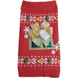 Festive Christmas Dog Sweater Red With Present Detail