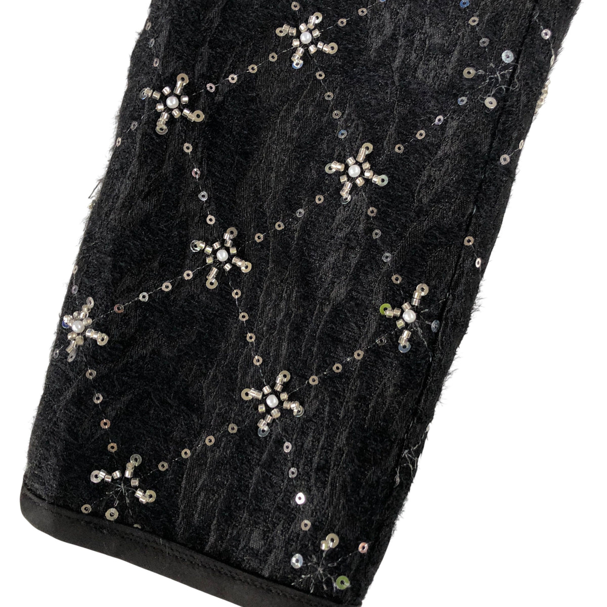 Embellished Cropped Jacket Women's Black Sequined Quilted Size Medium