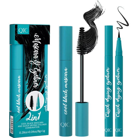 QIC 2 In 1 Cool Black Mascara And Quick Drying Eyeliner Combination