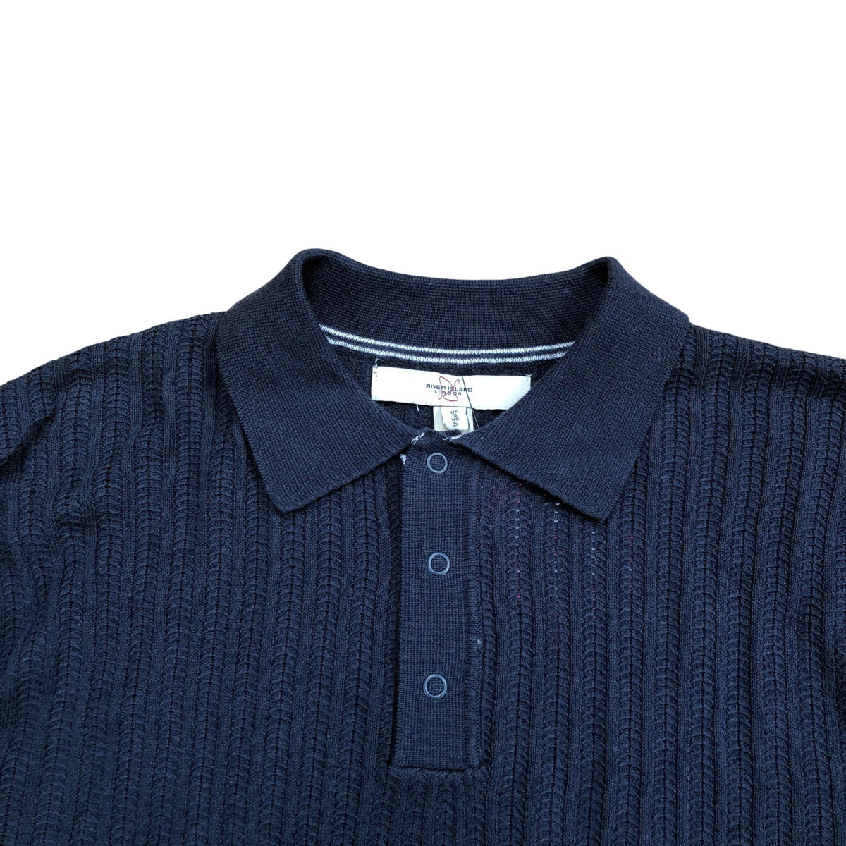 River Island Long Sleeve Polo Navy Size S