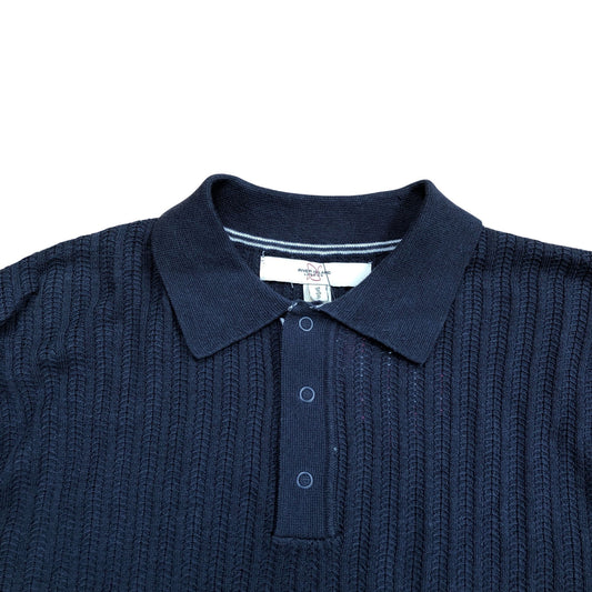 River Island Long Sleeve Polo Navy Size S