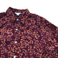 Autumn Floral Print Long Sleeve Shirt Classic Fit Deep Red Size S