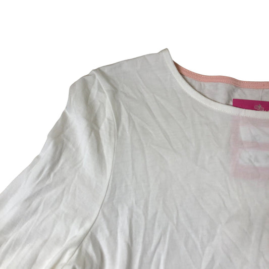 White Stripe Cuff Long Sleeve Top - Size 10