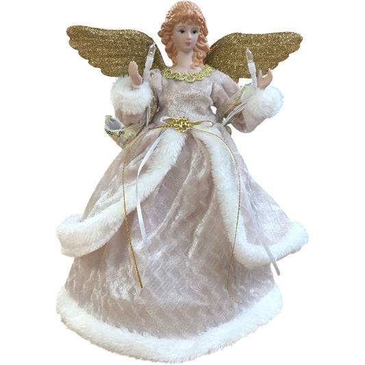 Lit Golden Angel Christmas Treetop Figure 12"
