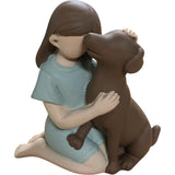 Klycea Girl and Dog Figurine Collectibles Cute Home Decor Gift