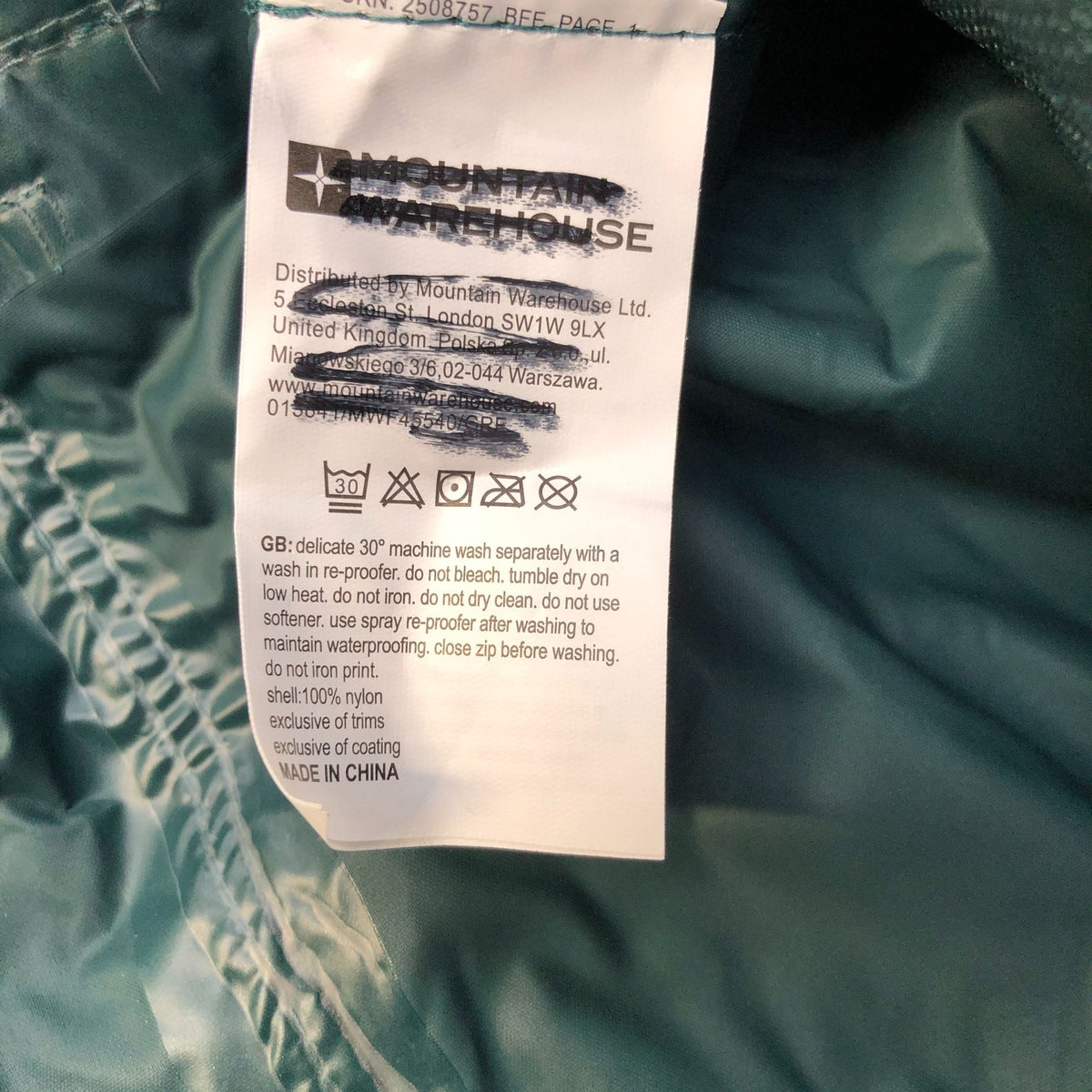 Mountain Warehouse Pakka Women's Lightweight Waterproof Jacket Green