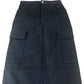 Black Cargo Midi Skirt Women's Cotton Blend Casual Chic UK8