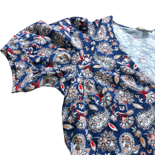 Blue Paisley Mini Jersey Dress - Size 16