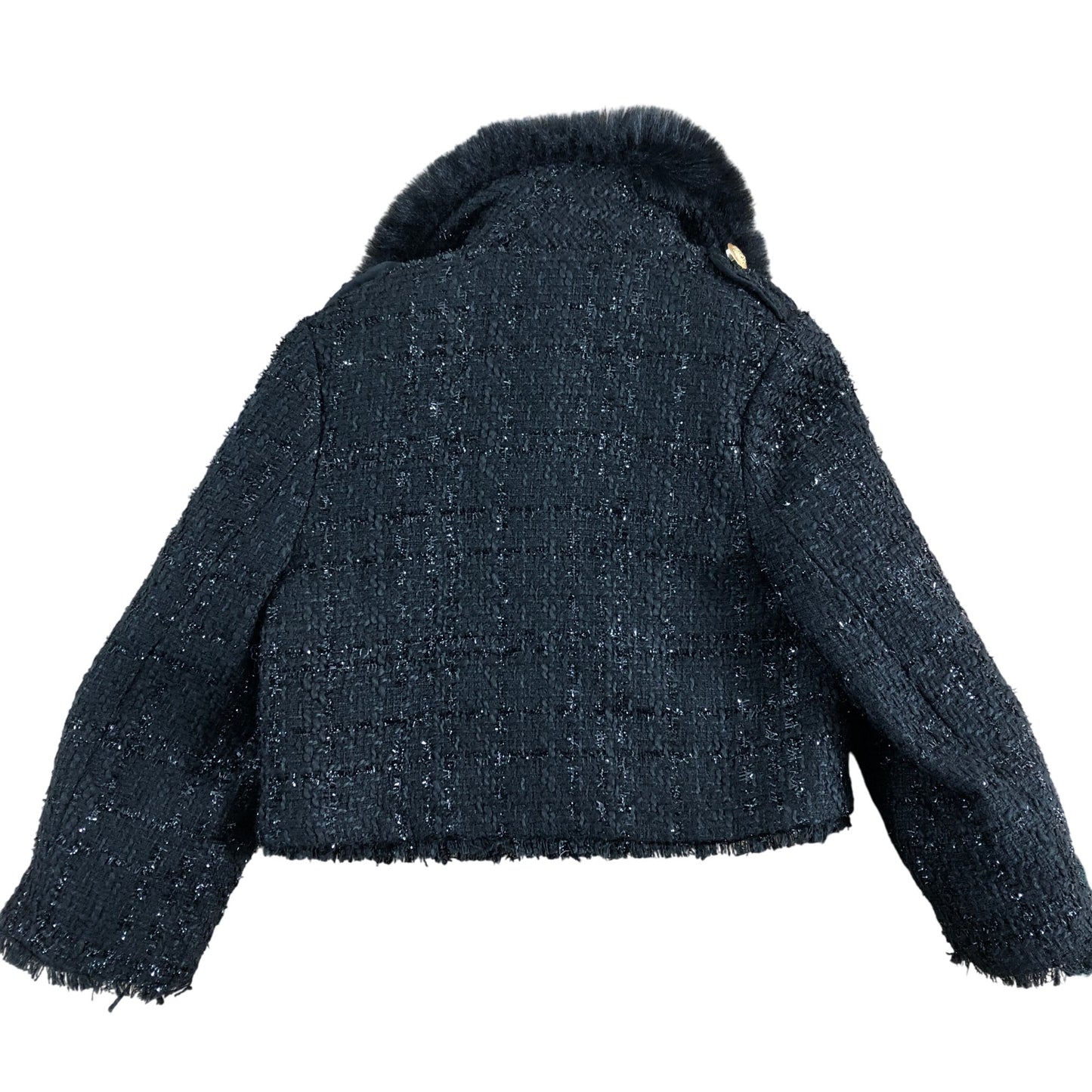 River Island Mini Black Fur Collar Coat 18-24 Months Girls Outerwear Fashion