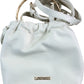 Lounge White Leather Drawstring Shoulder Bag Women's Designer Style Chic