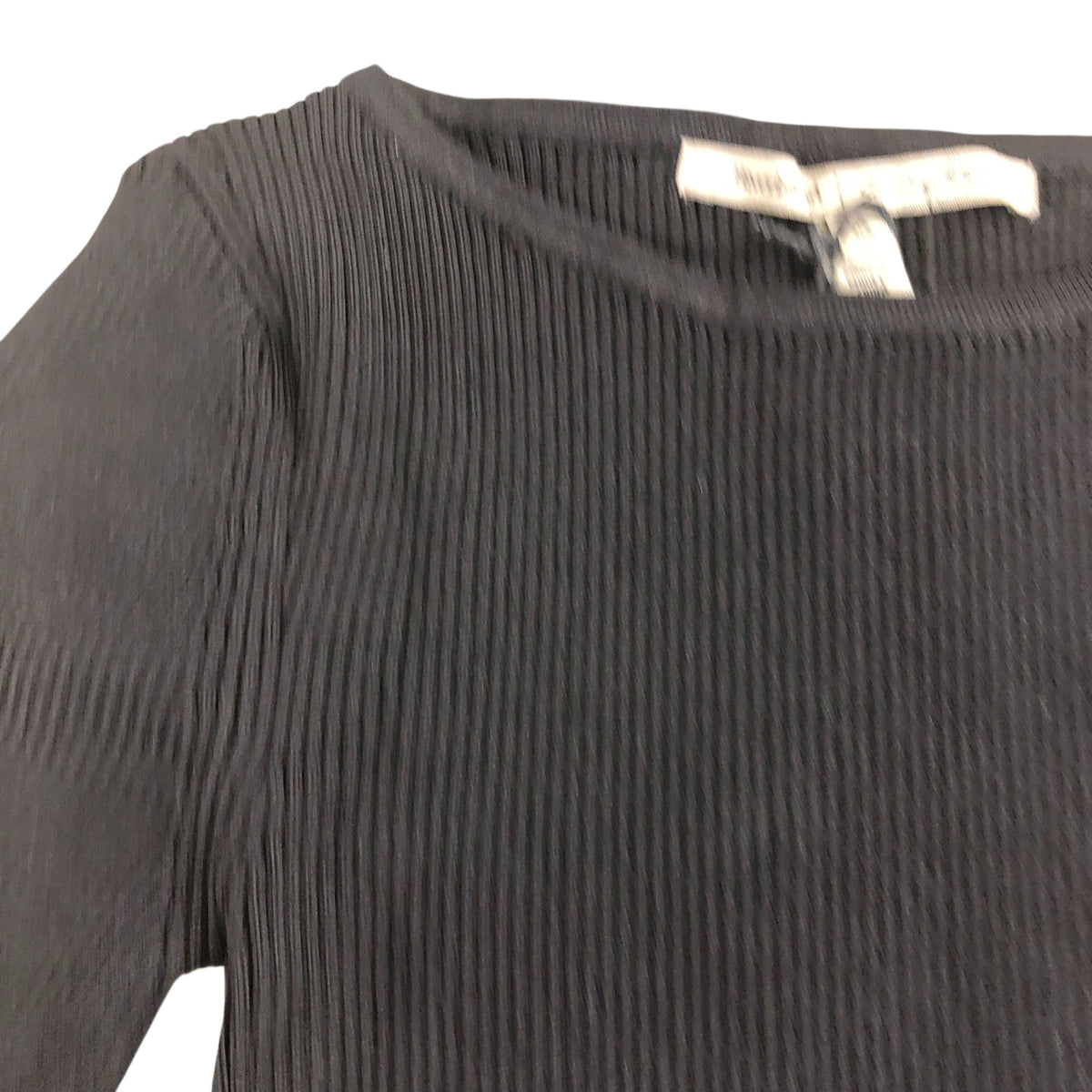 River Island Black Ribbed Long Sleeve Top UK XS Women's Wave Hem
