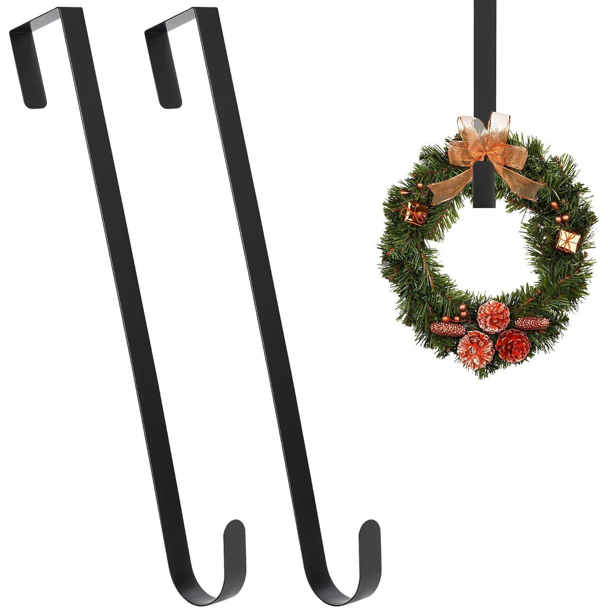 15 Inch Christmas Wreath Hanger Black Pack of Two