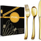 PYAILI 120 Piece Gold Cutlery Set 40 Forks 40 Spoons  Heavy Duty Reusa
