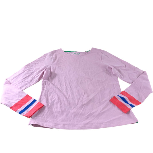 Pink Long Sleeve Stripe Contrasting Cuff Top - Size 10