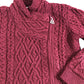 SAOL Ireland Ladies Side Zip Cardigan Merlot Cable Knit Large