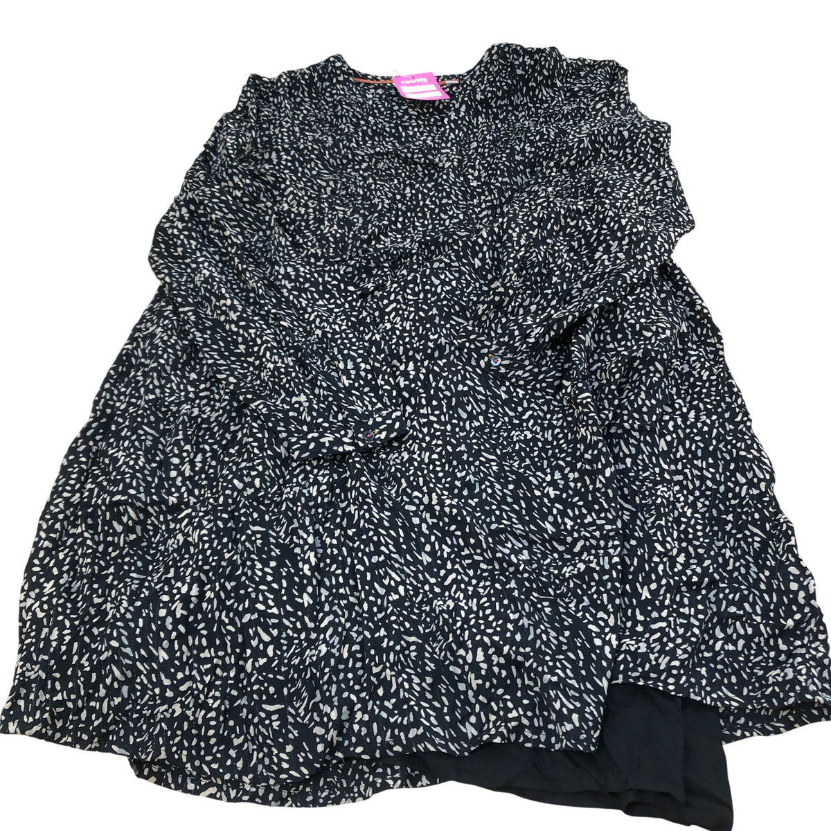 Tunic Dress UK14 Women's Black Patterned Viscose Detachable Lining