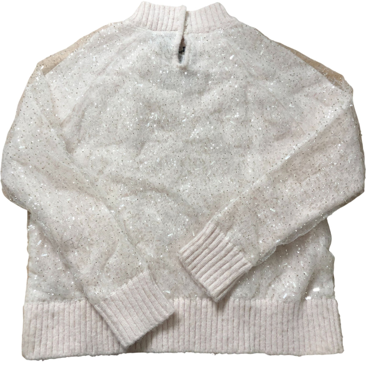 River Island Women's Pink Glitter Tulle Covered Sweater Size M