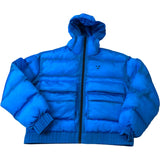 Translucent Blue Hooded Puffer Jacket Size M