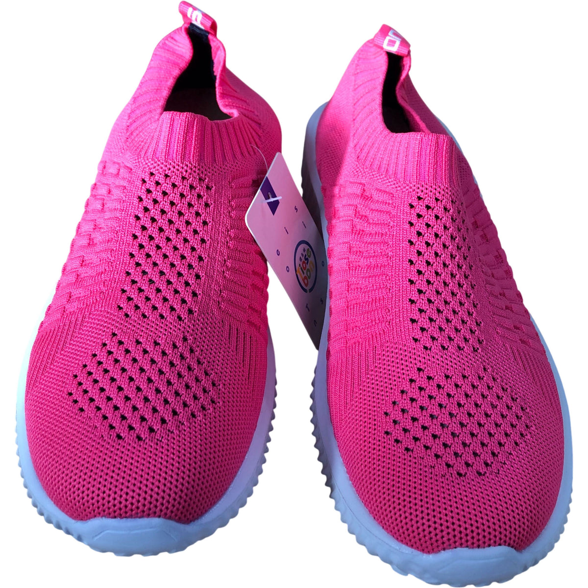 Lightweight Comfort Slip On Trainers Women's Bright Pink UK3.5