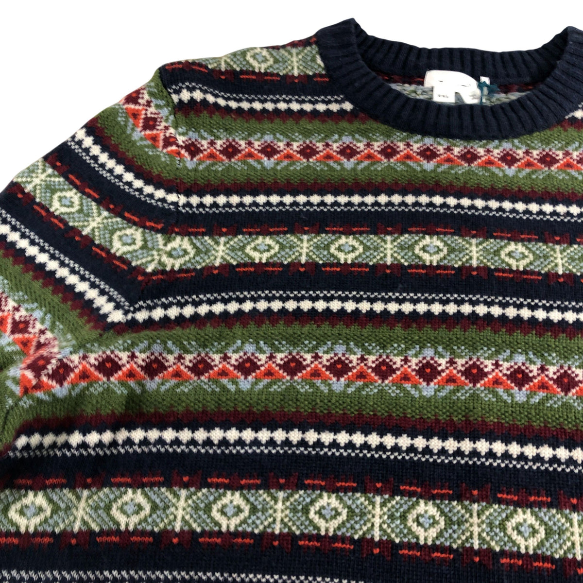 Men's All Over Fair Isle Crew Sweater UK XXL Navy Multi Patterned Knit