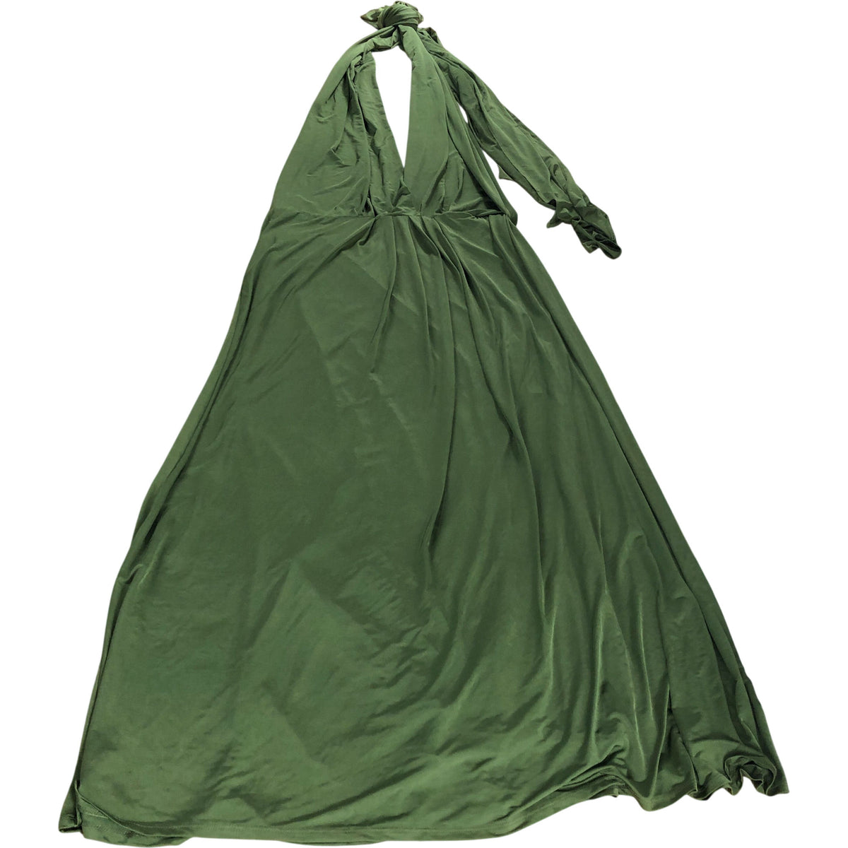 Green Maxi Dress UK16 Women's Long Sleeve V Neck Elegant Style