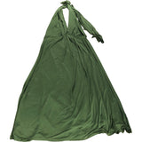 Green Maxi Dress UK16 Women's Long Sleeve V Neck Elegant Style