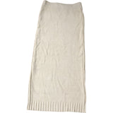 River Island Women's Knitted Midi Skirt Cream Ribbed Cotton Blend Size 10
