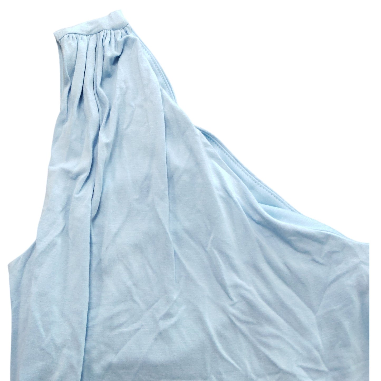 River Island One Shoulder Top UK XS Women's Light Blue Floral Design