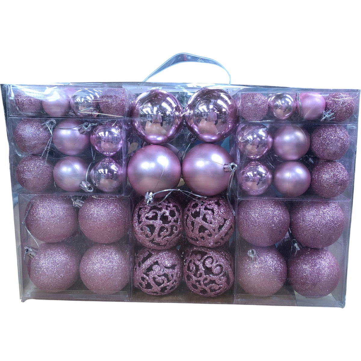 Pink Christmas Ornaments Set Colourful Holiday 100 Pieces
