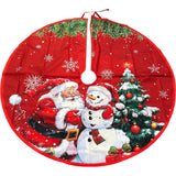 Christmas Tree Skirt Multi Colour Santa & Snowman Design