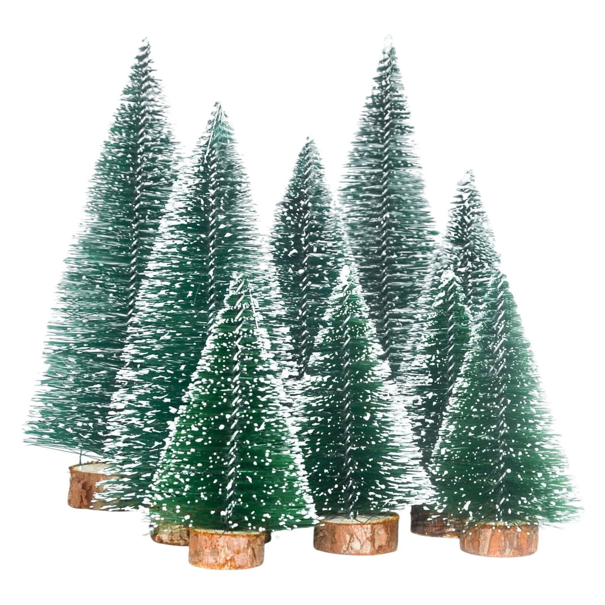 9 Pine Needle Tree Stumps Seasonal Decorations Glitter