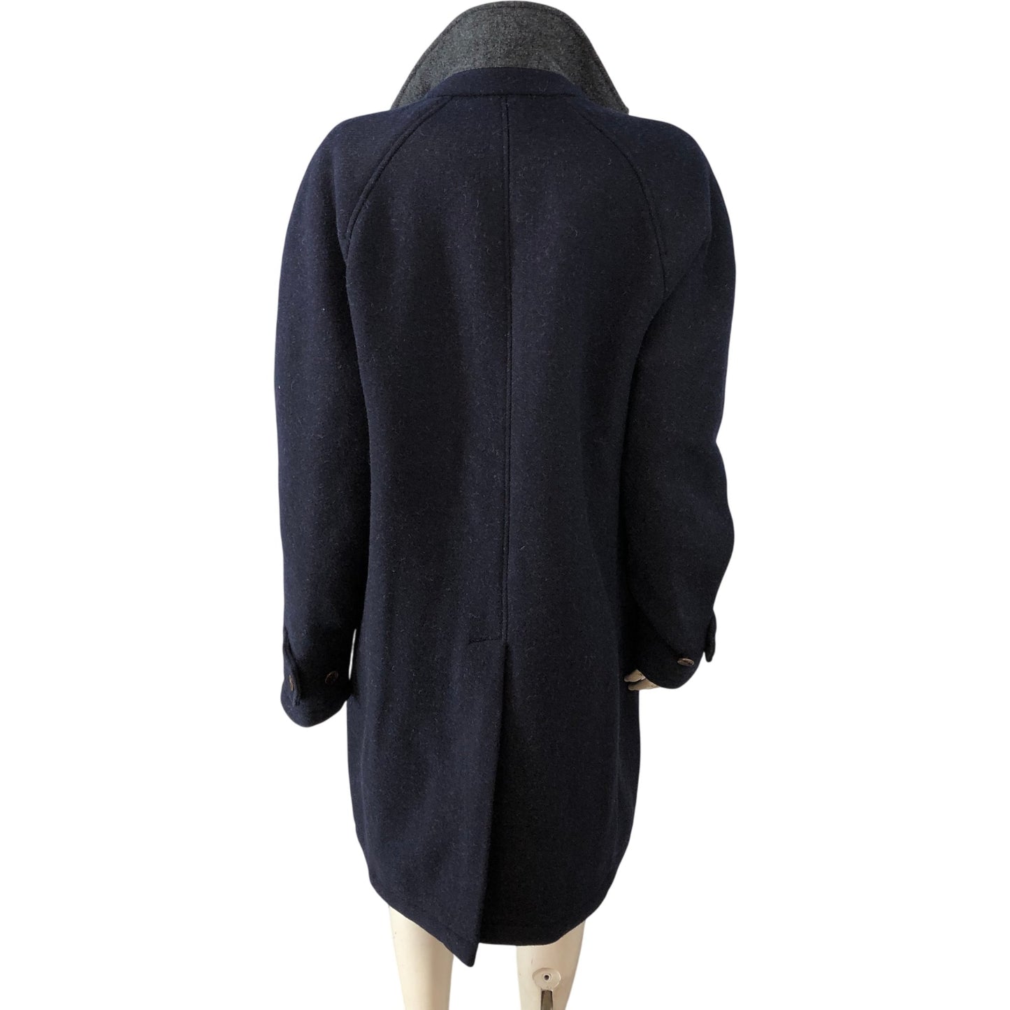 Barbour Men's Wool Overcoat Size M Navy Stylish Warm Button Front