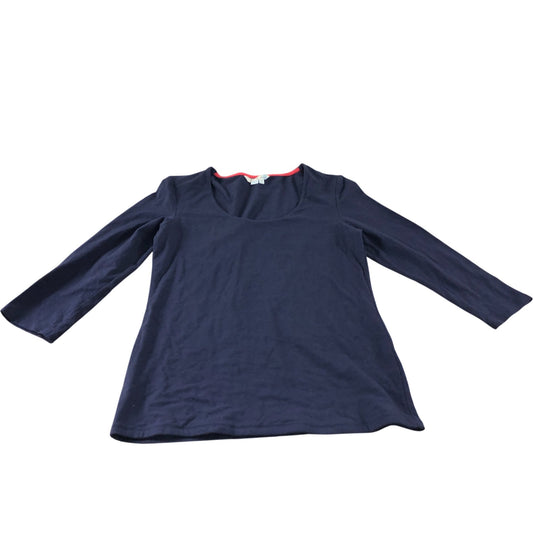 Navy Scoop Neck 3/4 Length Sleeve Top - Size 12