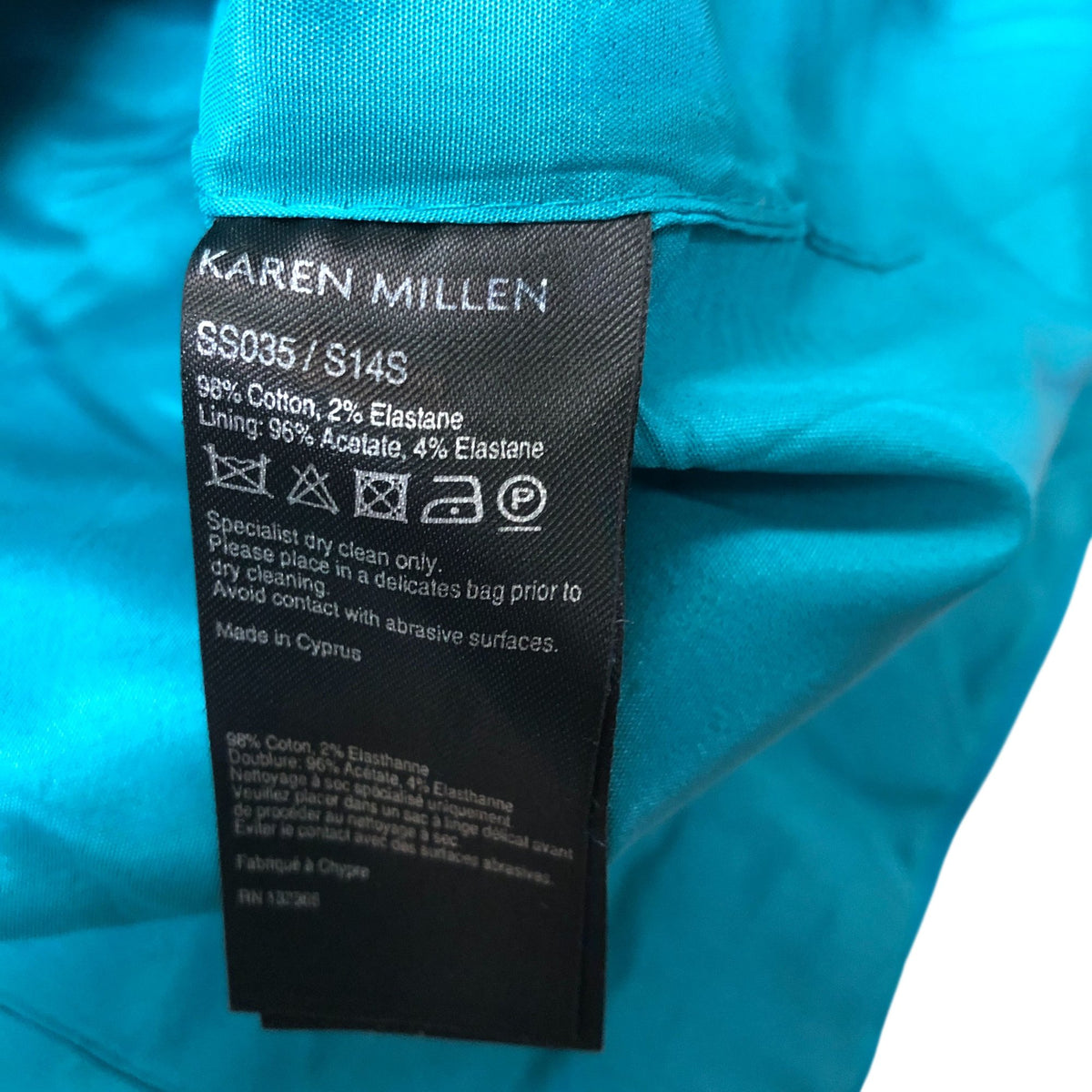 Karen Millen Teal Pencil Skirt Cotton Blend Knee Length Size 12