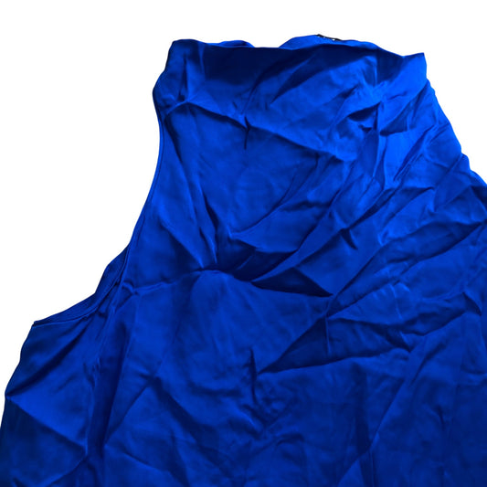 Blue Maxi Dress UK6 Women's Sleeveless Tie Neck