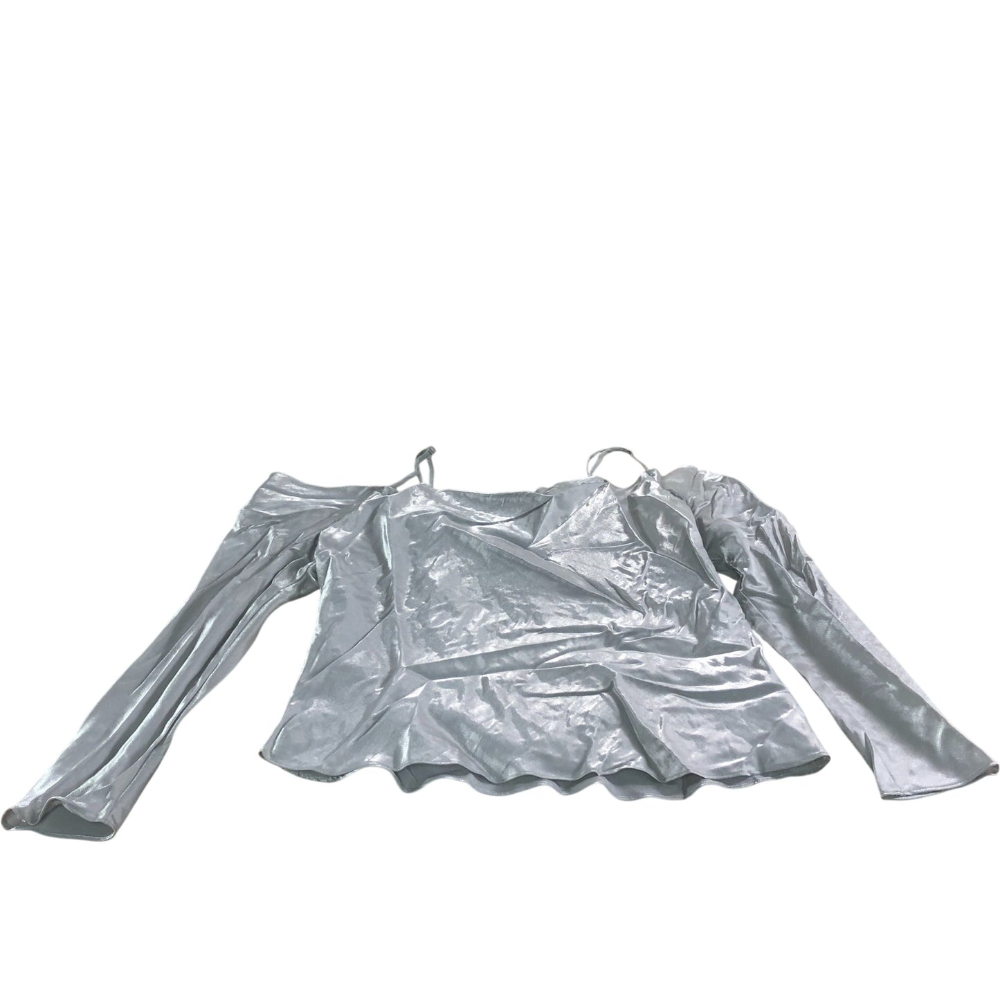 River Island Silver Metallic Cold Shoulder Top UK14 Long Sleeve