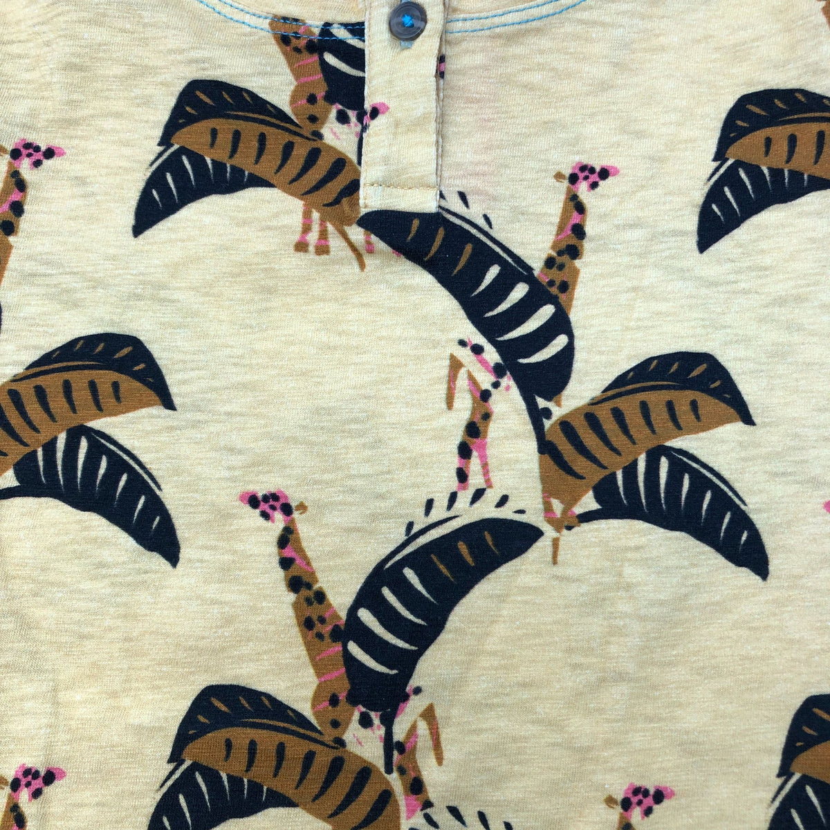 Giraffe Print T-Shirt Boys Yellow Short Sleeve Size 7-8 Years